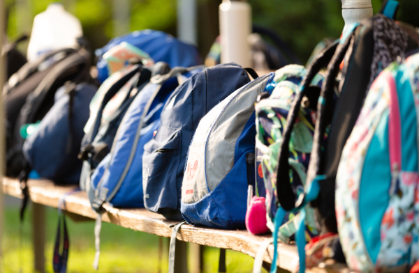 Backpacks lined up